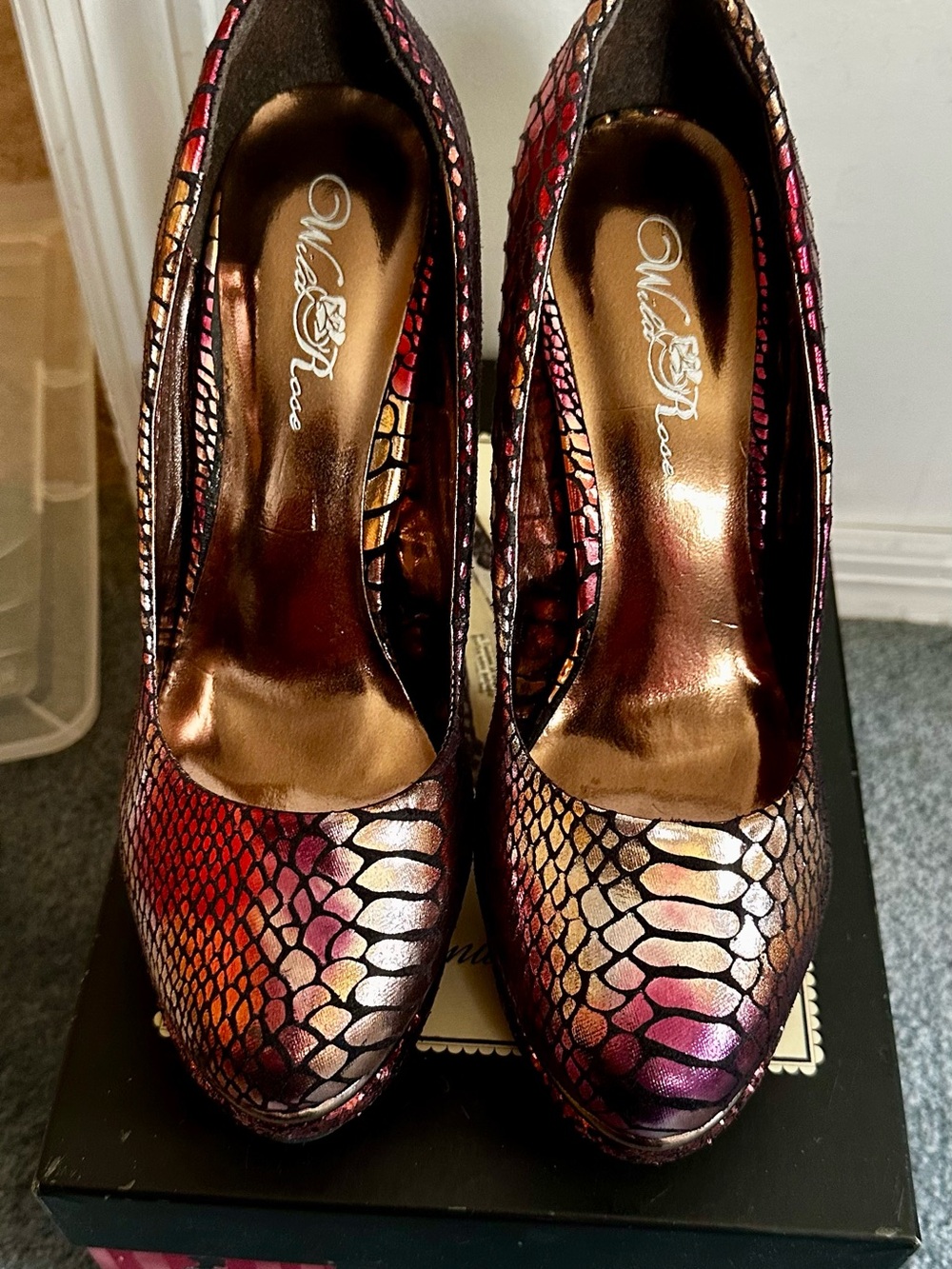 Wild Rose Metallic Snake-Print Pump in Pink, Purple & Gold